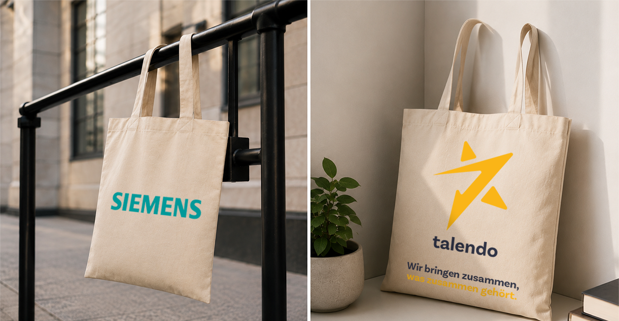 Goodie Bags mit talendo-Branding bereit für die Verteilung